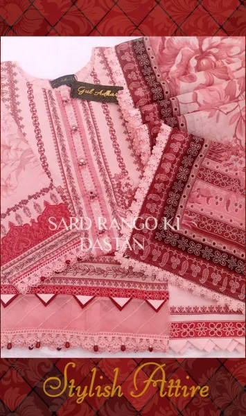 Pakistani Original Guladhar Premium Cambric Cotton Stitched 3pcs _ Peach